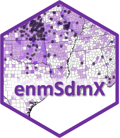 Hex sticker for R package enmSdmX