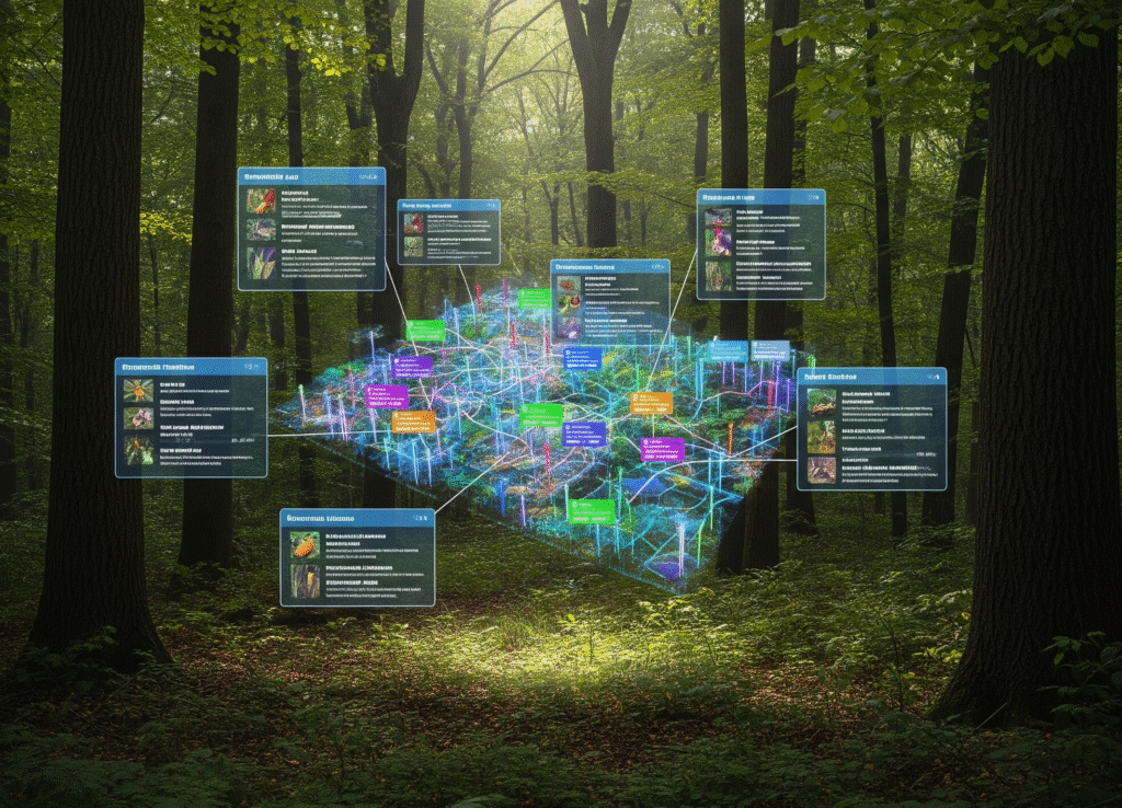 Artistic image of the ecosystem of biodiversity databases